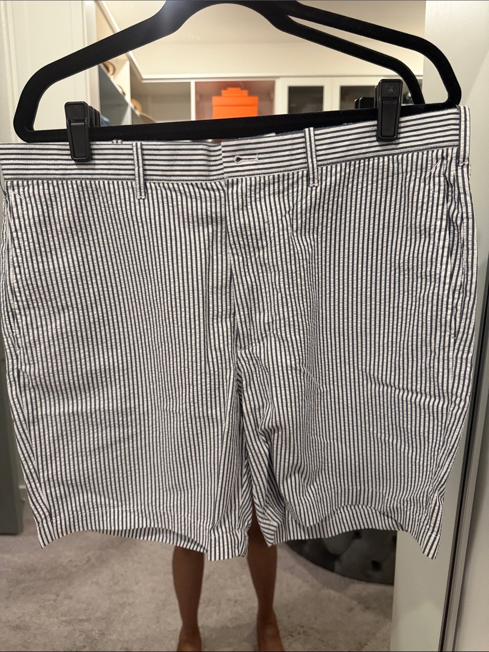 Classic Striped Men’s Seersucker Shorts - Navy & White
